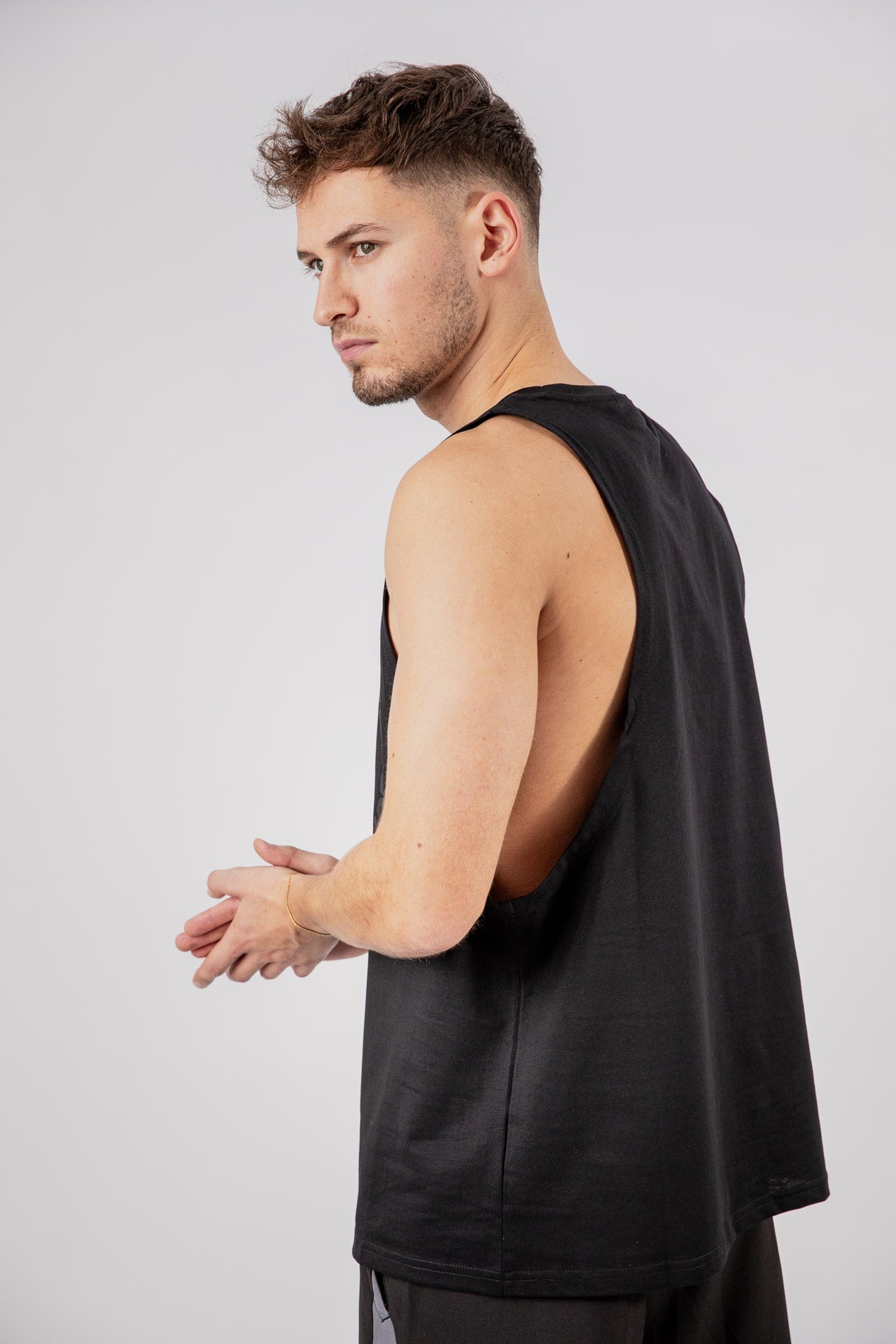Major Mindset Logo Tank Top Schwarz von der Seite