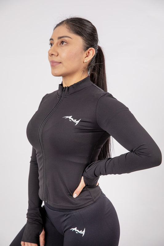 Major Mindset Zip Jacke Schwarz Damen von vorne