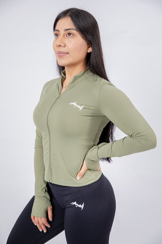 Major Mindset Zip Jacke für Damen in Olivgrün 